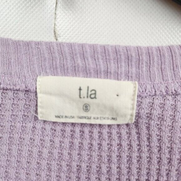 Anthropologie T.La Womens Top Small Lavender Thermal Long Sleeve BOHO Casual - Picture 4 of 8